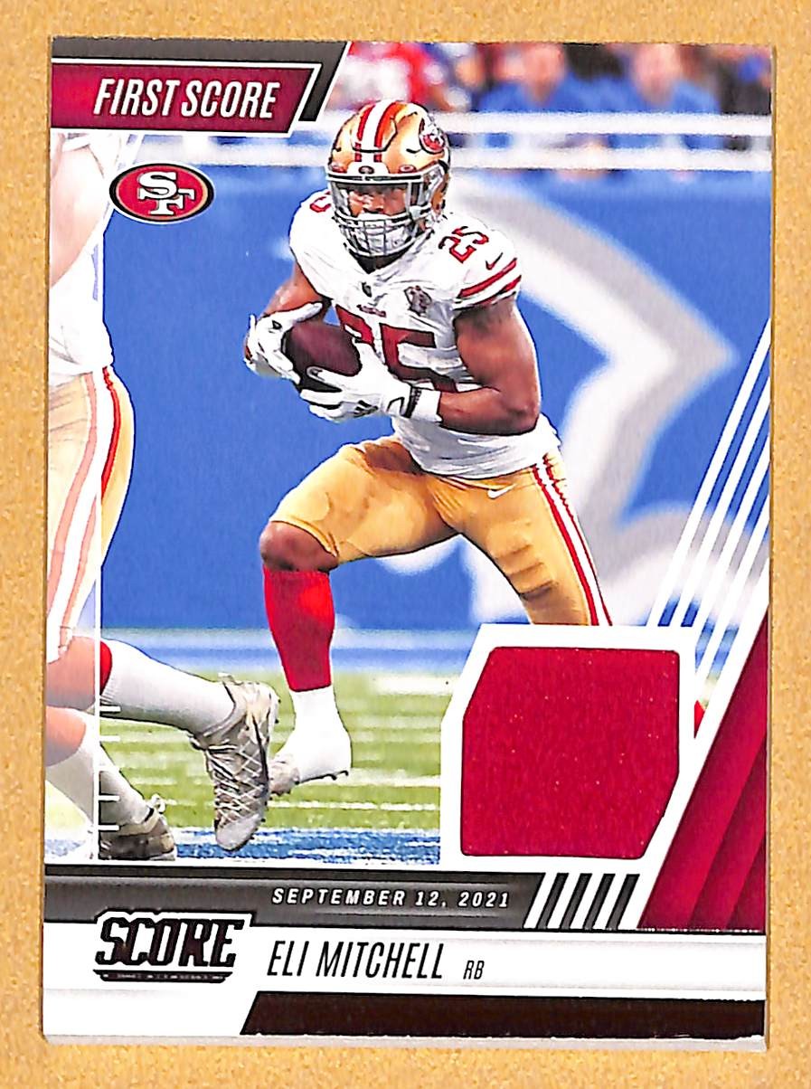 2022 Score First Score #FS19 Eli Mitchell 49ers JERSEY Relic Card - NM-MT