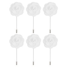 6Pcs Groom Boutonnieres Rose Boutonnieres Pin 3.5"x1.6" for Wedding Light White
