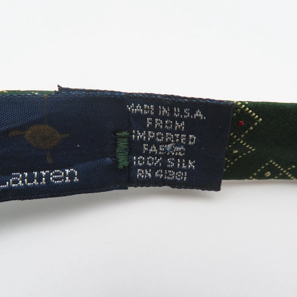 Ralph Lauren Polo Bow Tie Green Red Checked 2" Wide Self Tie Silk Diamond - Image 4 of 4