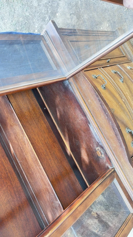 Gabinete China Frontal Arco Caoba Años 40 Hutch Federal Hepplewhite Estilo Vintage Foto 3 de 4