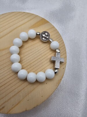 St. Benedict Medal One Decade Finger/Pocket Rosary White