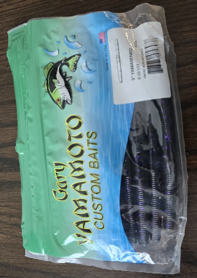 Gary Yamamoto 5" Yamasenko Cebos Personalizados Serie 9-10 Paquete de 10 HUMO con NEGRO PÚRPURA Foto 2 de 4