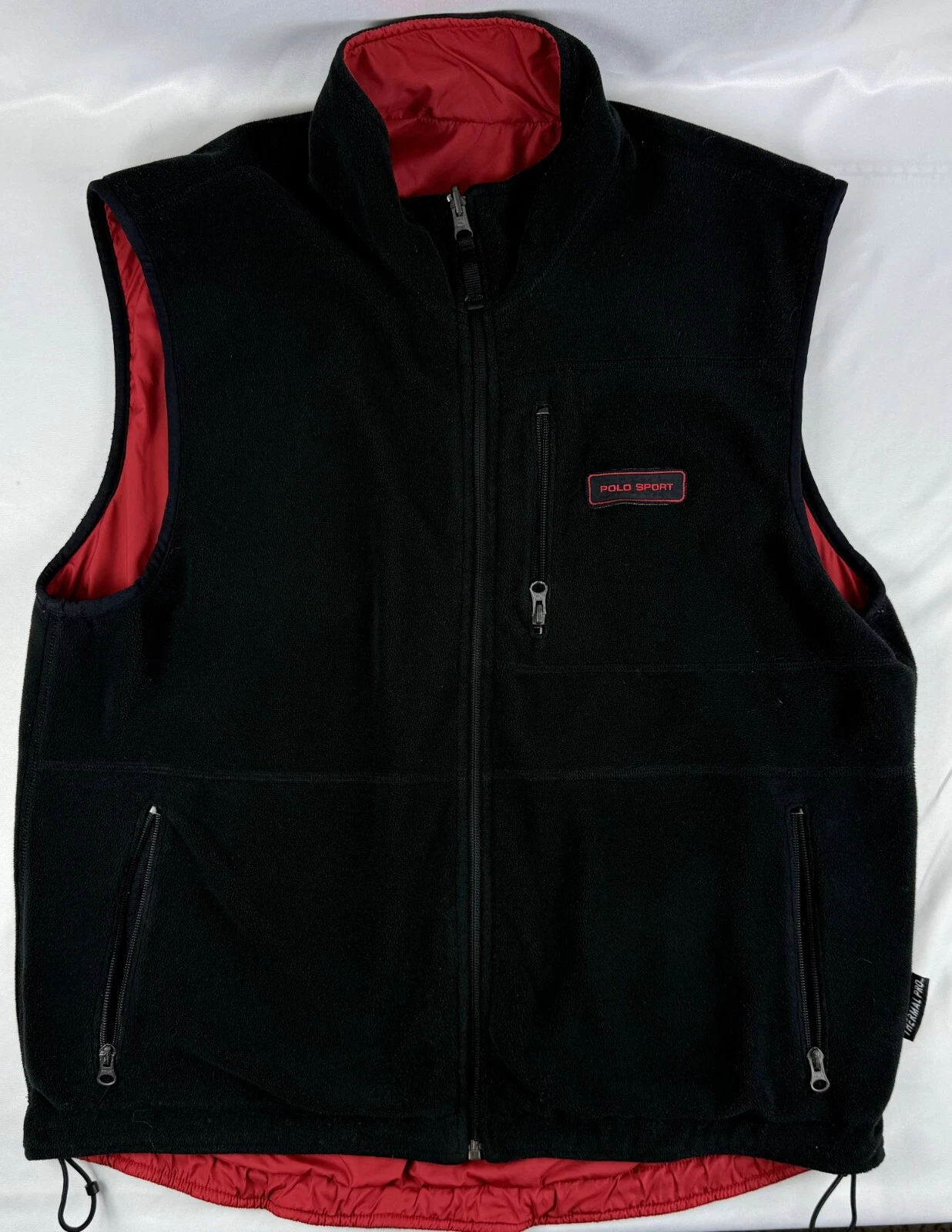 Ralph Lauren Polo Sport Black/Red Reversible Fleece Polartec Thermal Pro Mens L