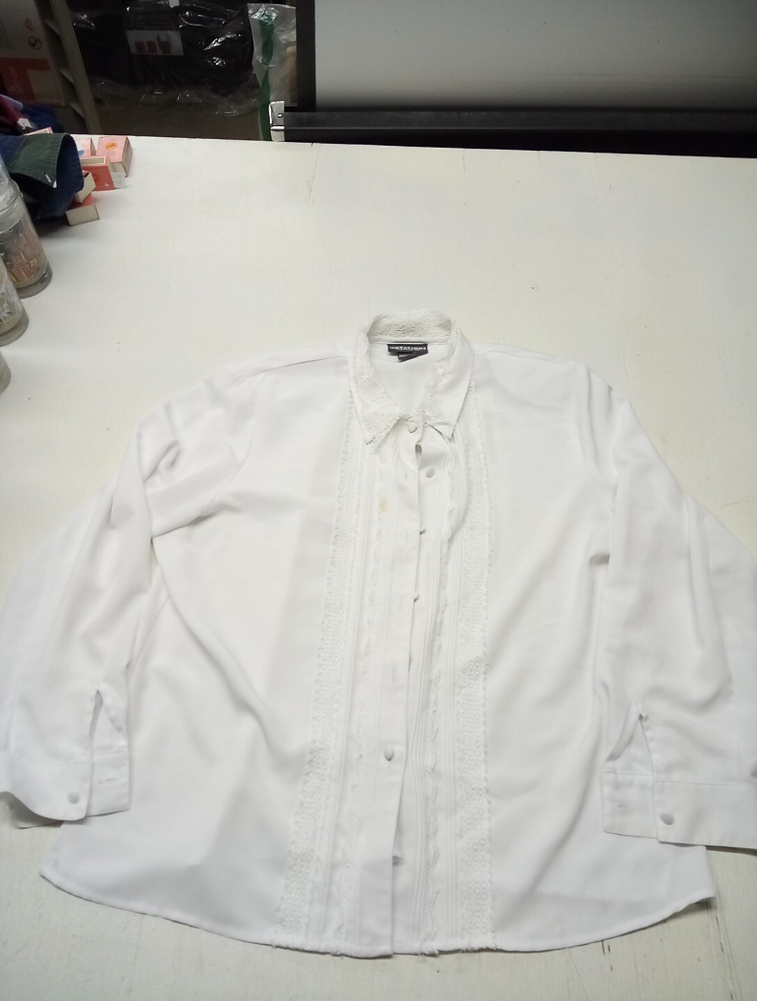 NOTATIONS Women’s White Button Down Blouse, Size … - image 1