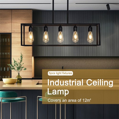 CLUSTER 5 RETRO INDUSTRIAL PENDANT CEILING LIGHT GLOBE CLEAR GLASS LAMP SHADES - Picture 5 of 12