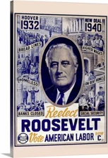 Re-Elect  Roosevelt 1940   Stretched Canvas Wrap Print Giclee Photo