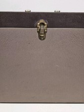 Vintage Metal 33 Vinyl Record Box With Lucite Handle Brown