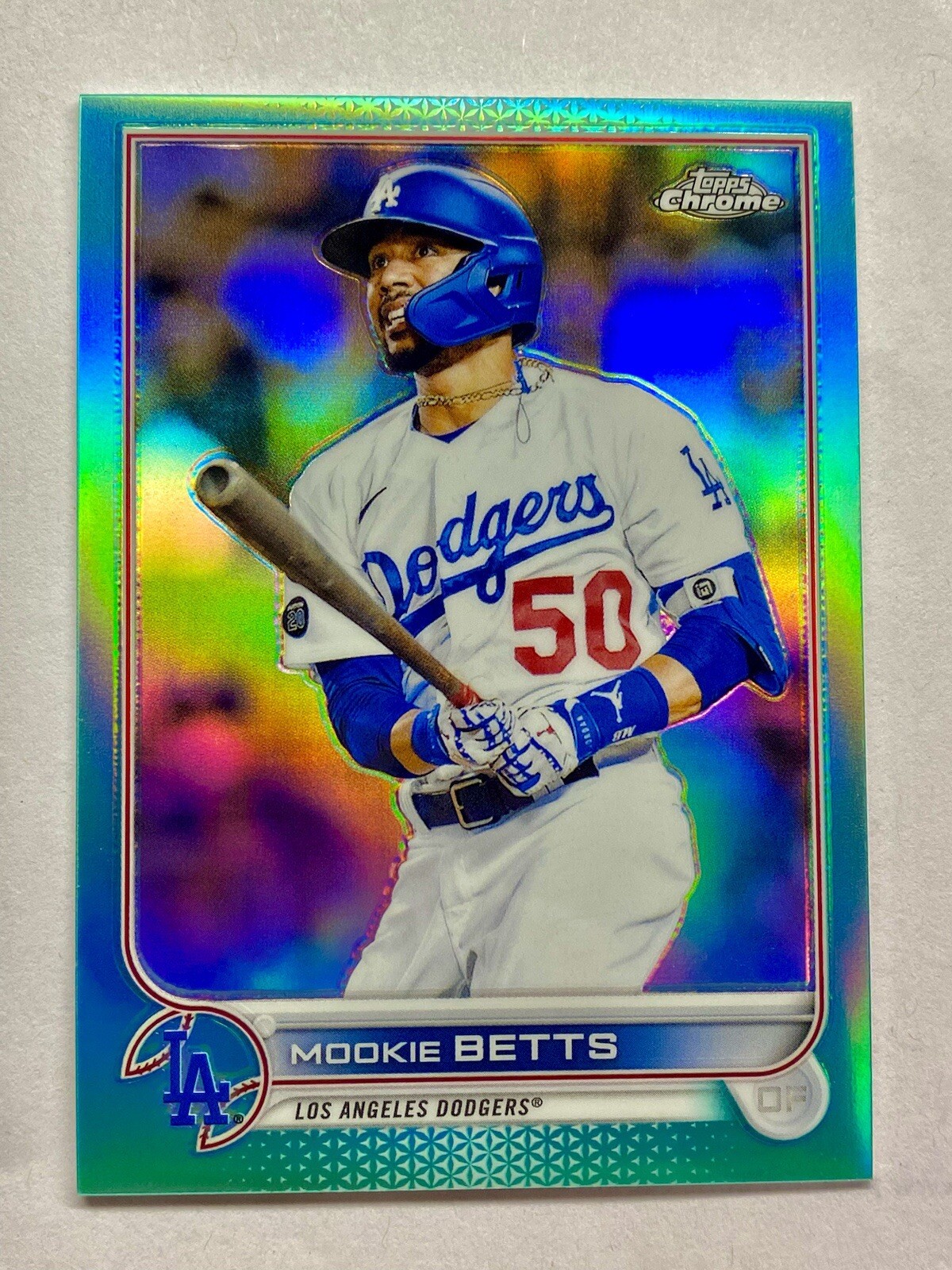2022 Topps Chrome MOOKIE BETTS Aqua Refractor /199 No. 100 Dodgers. beautiful