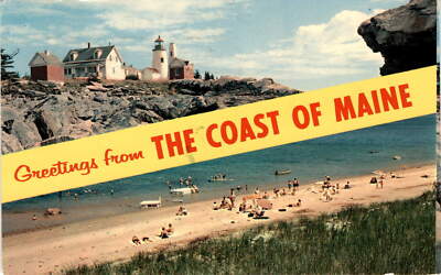 Maine, coast-line resorts, sandy beaches, scenic attractions, Holms, Postcard