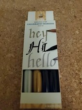 Hand Made Modern Meticulous Script Calligraphy Markers 4ct Metallics  Black