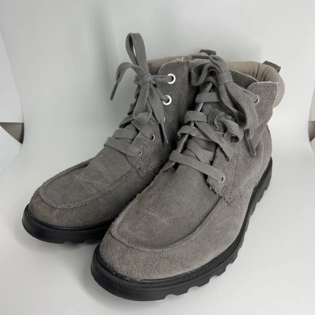 Sorel Womens Ankle Walking Boots Gray Leather Moc Toe Lace Up 4 EUR 35