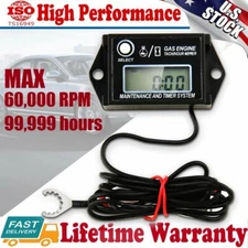 Tiny Waterproof Digital Tachometer Tach Hour Meter Job Timer Resettable Briggs