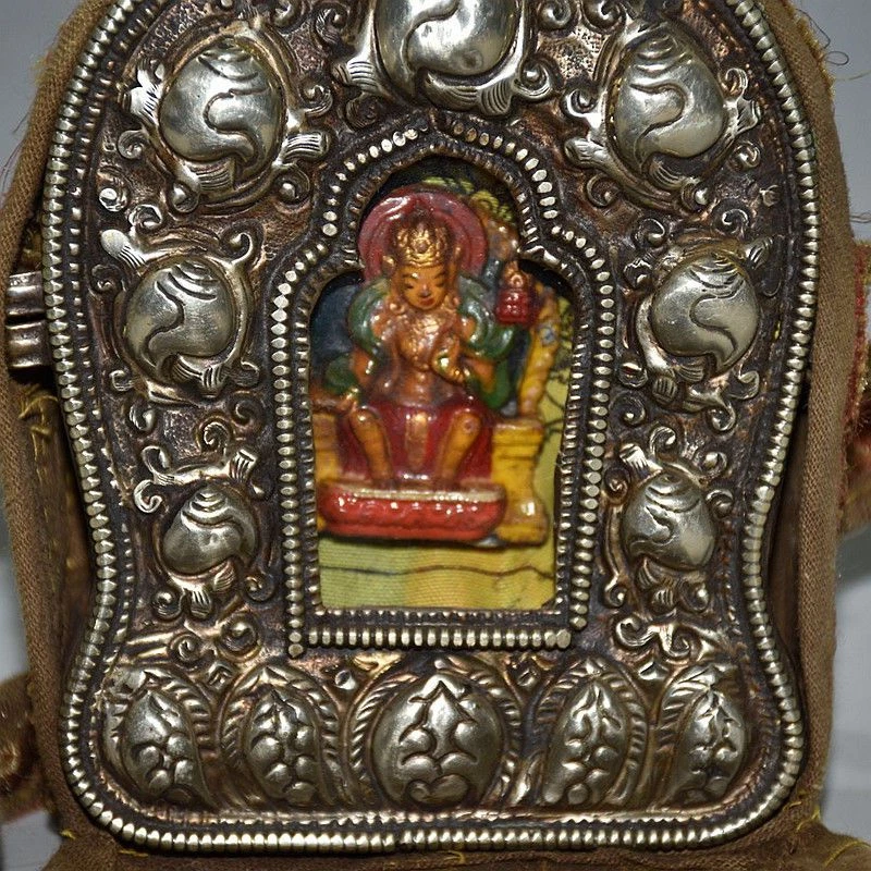 Budismo Nepal Hecho a Mano Decoración Tibetana Latón Ga Wu Caja Colgante Foto 4 de 4