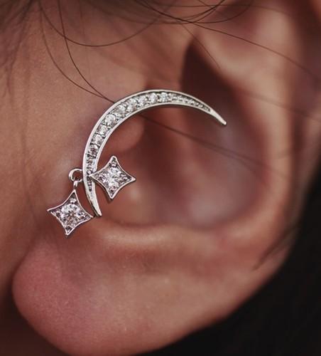 Gem Crystal Ear Cartilage Helix Ring Bar Stud Ear Cuff Climber Piercing Earring - Picture 152 of 268