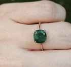 Beautiful Cushion Cut Emerald Ring 925 Silver Handmade Vintage Gold Dainty Ring