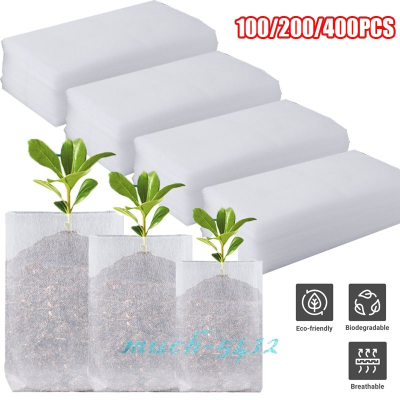 100/200 Pcs Biodegradable Non-Woven Plant Grow Bags – Nursery Pots For Seedlings, Vegetables & Flowers