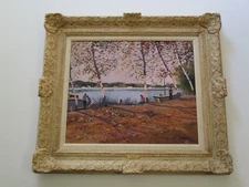 ANTONI MARIA SADURNI ALBANA PAINTING IMPRESSIONISM LANDSCAPE FIGURES NAUTICAL 