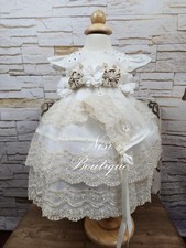 Free Shipping  Baptism Dress, Christening Gown, Girl Ivory Dress, Vestido Ivory