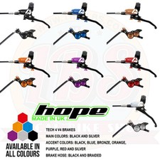 Hope Tech 4 V4 Downhill AM MTB Brakes - Black / Braided Hose - All Colors - New