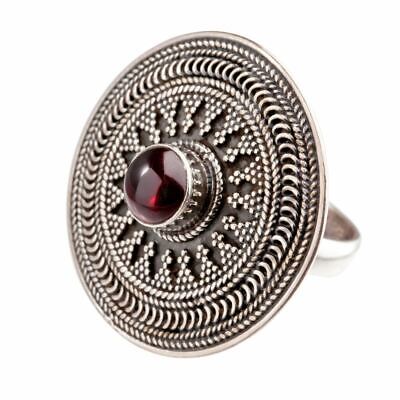 Details about   81stgeneration Sterling Silver Oxidized Disc Tribal Round Dotwork Ring