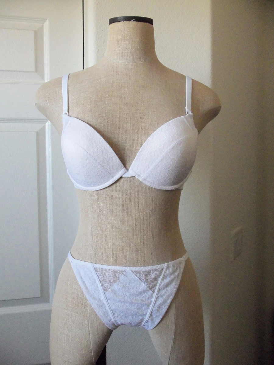 La Perla Studio VINTAGE LACE White Plunge Push Up Bra 38B & Thong L -  Bridal