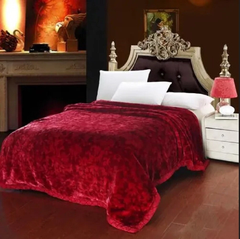 Manta polar tamaño king, manta visón coreano pesado, 12 libras, 2 capas, suave y cálida Foto 3 de 4