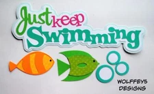 CRAFTECAFE POOL KID VACATION TITLE premade paper piecing scrapbook DIECUT KID