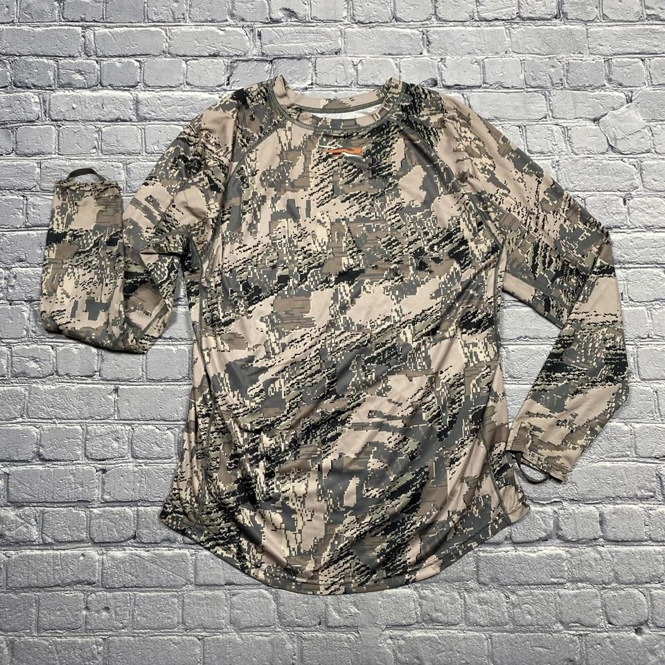 Sitka Shirt Mens XL Green Brown Core Lightweight Crew Camo Hunt Outdoor *Read - Image 2 of 4