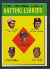 1963 Topps #1 1962 NL Batting Leaders Musial Robinson Hank Aaron ~ EX-MT to NM