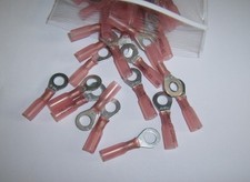 10 Heat Shrink 1/4" Ring Terminal Connector 22-18 Gauge Ga Car Audio Marine