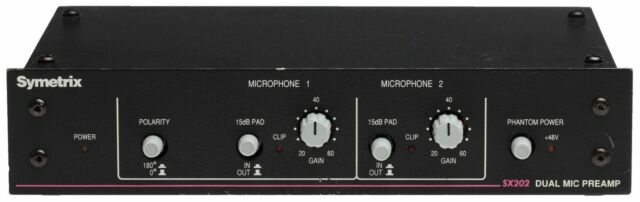 Symetrix SX202 2 Channel Dual Microphone Preamp Phantom Power for