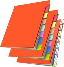 Binder Dividers with Tabs, 24Pcs/3 Set 8 Tab Dividers for 3 Ring Binder