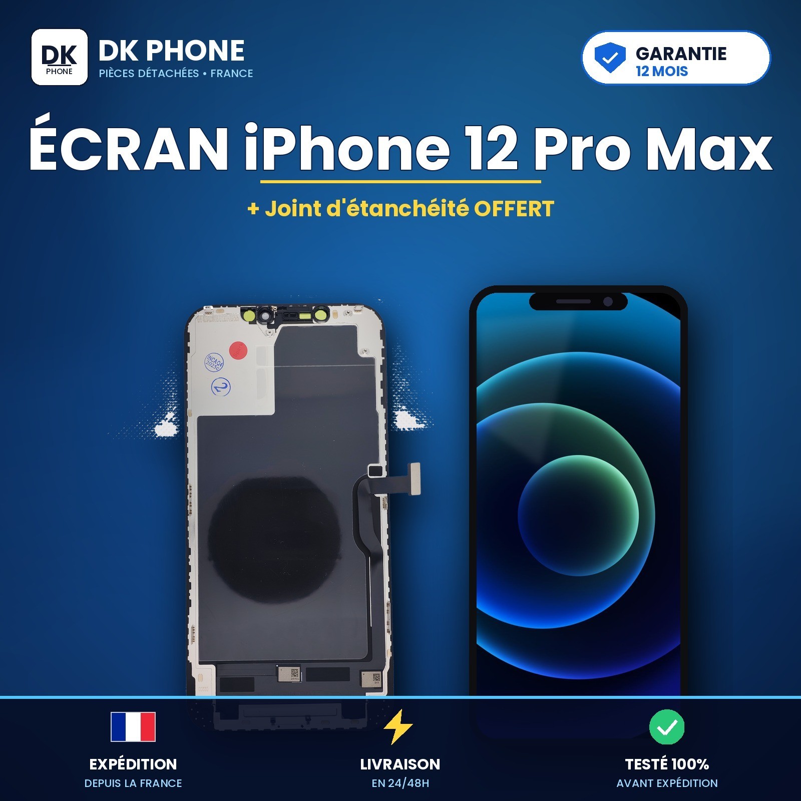 Écran LTPS iPhone 12 Pro Max SPARK Neuf avec Joint et Outils de Réparation