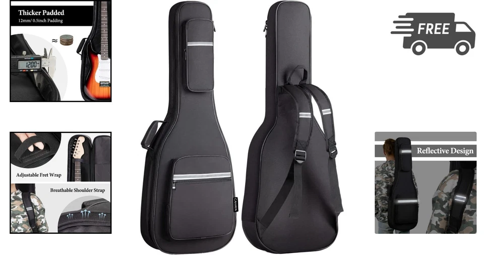 Electric Guitar Gig Bag Soft Case with Pockets and Padding for Electric Guitars - Image 2 of 4