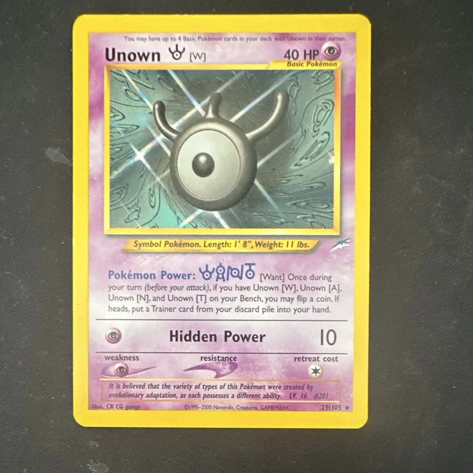 The Pokemon Company Unown [W] Neo Destiny 29/105 Regular Rare Eng Unlimited