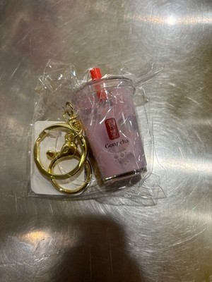 Gong cha 3D strawberry milk tea keychain pink