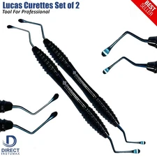 2Pieces Set Dental Lucas Bone Curettes Periodontal Extraction Oral Surgery Tools
