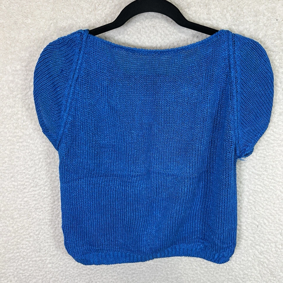 Top tejido Liz Claiborne de colección para mujer L azul seda rayón recortado años 80 90 Foto 2 de 4