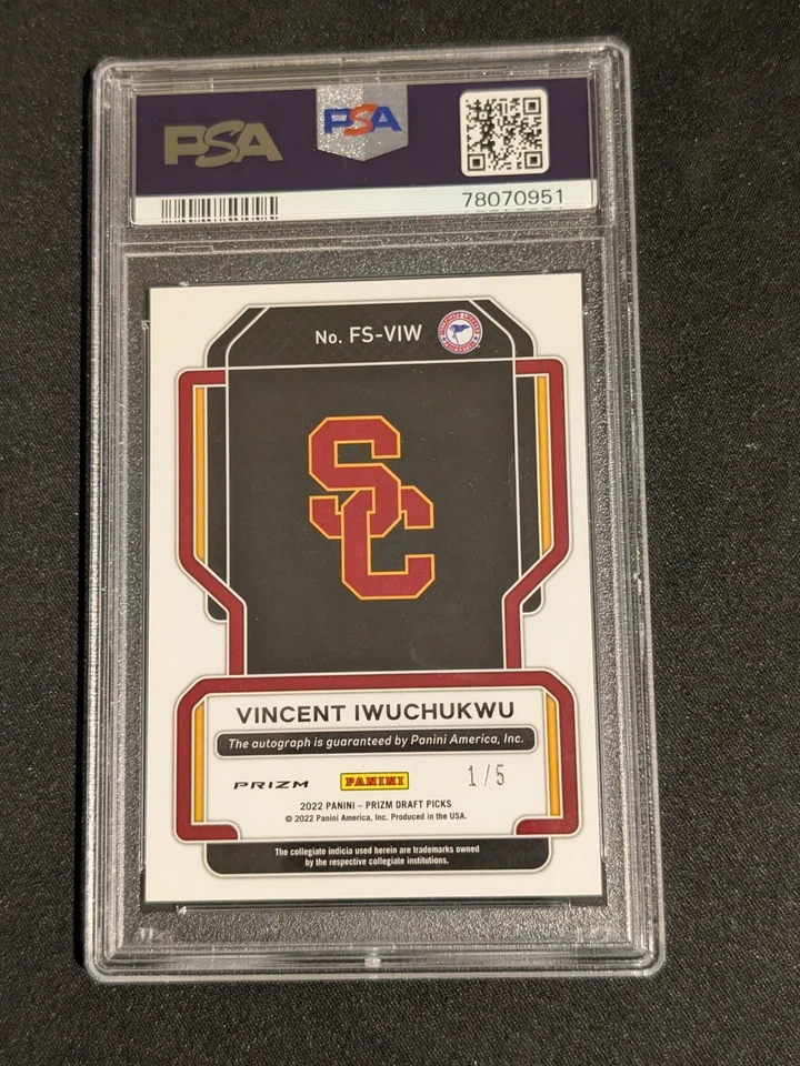 2022 VINCENT IWUCHUKWU PRIZM DRAFT PICKS ROOKIE AUTO Nebula Circles /5 PSA 10 - Image 2 of 2