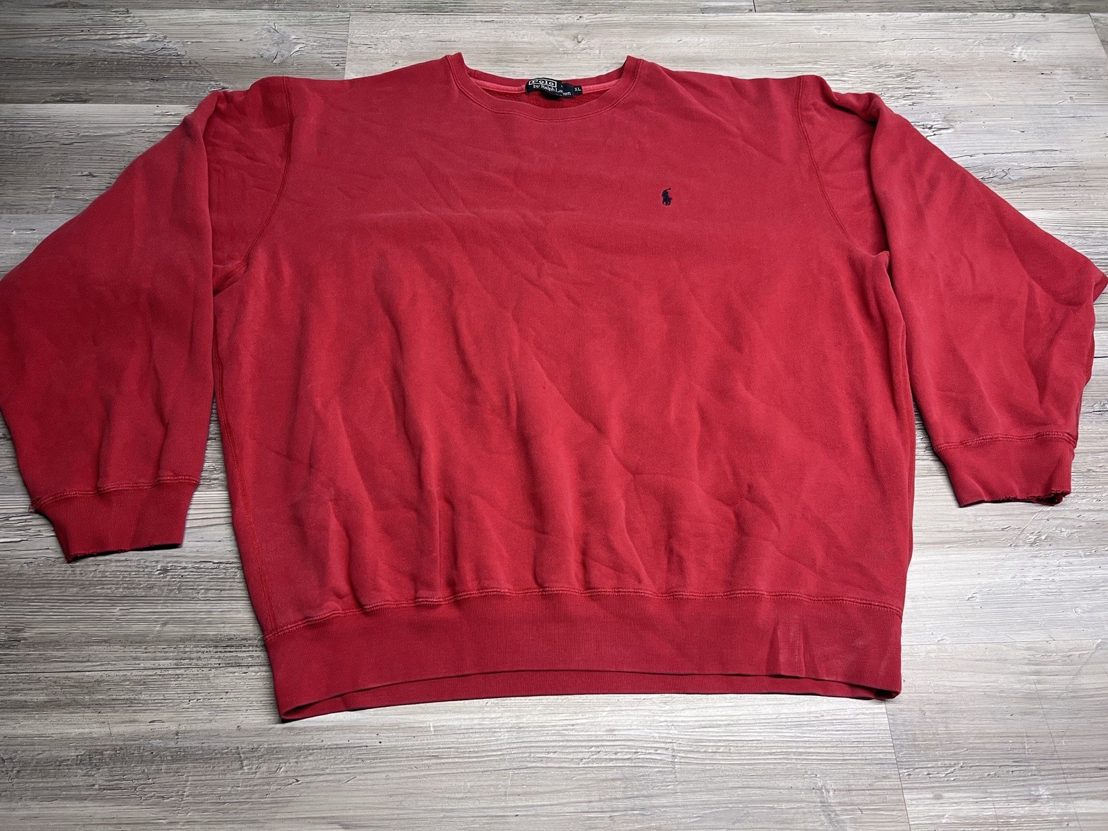 Vintage Y2K Polo Ralph Lauren Pullover Felpa Girocollo Rosso Pony Uomo Taglia XL