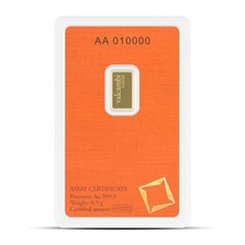 1/2 Gram Gold Bar Valcambi .9999 Fine Bullion 6479.48 per troy oz