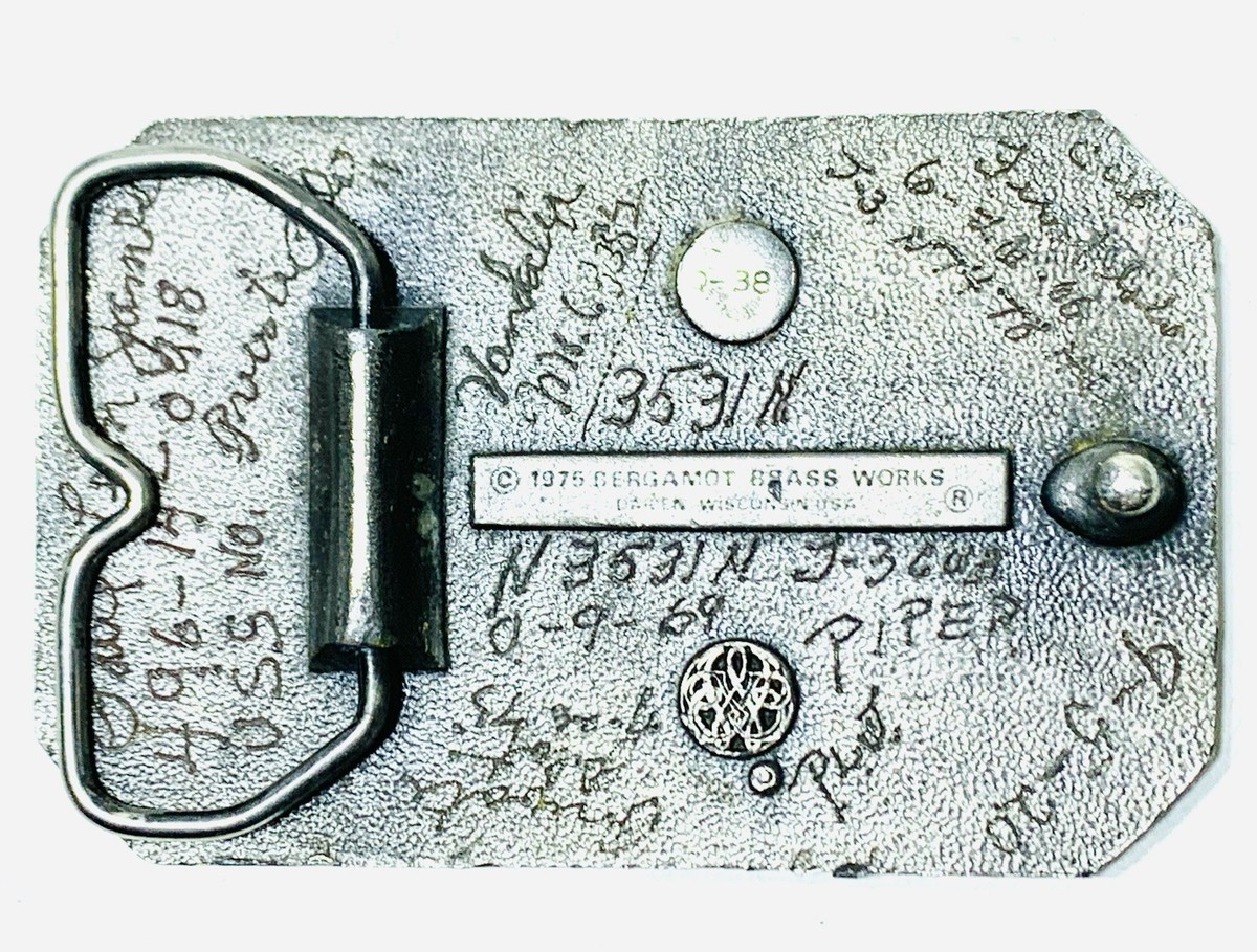 1975 J-3 The New Cub Piper Aircraft Corp Belt Buckle Piper air plane ENGRAVED!!! View 2