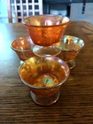 Federal Carnival Glass Sherbet Cup Marigold Depression Normandie Dessert Set 4