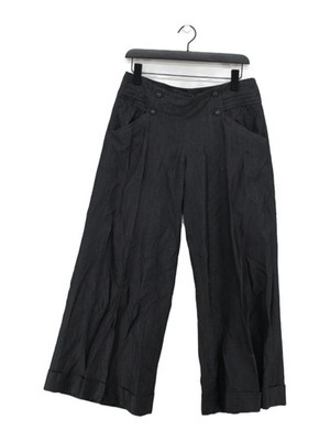 Reiss Damen Hose UK 12 Grau Leinen mit Wolle Weites Bein Chino