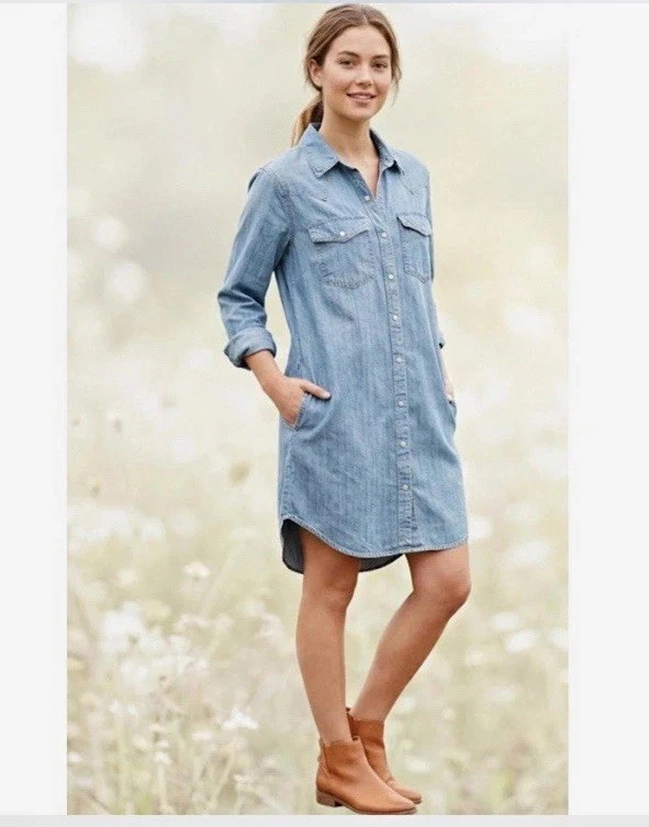 universal thread long sleeve denim dress Blue Women's for sale Dresses & Cover Ups Mother - The Double floor length long denim dress Color:Light Natural Drawers/White Frame down placket front