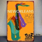 Tin Metal Signs Home Décor, New Orleans Jazz Festival Vintage, Distressed Look f