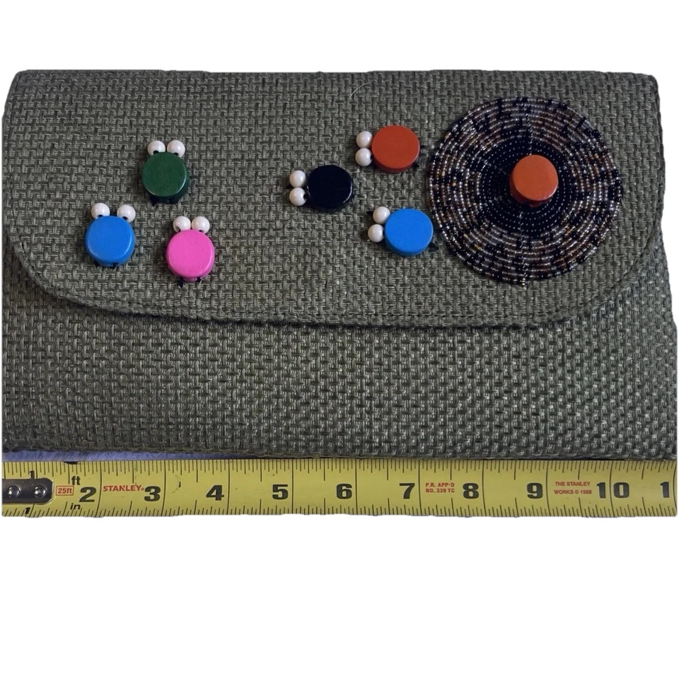 Bolso de Mano Bolso de Mano Masai Sisal Con Cuentas Hecho a Mano Color Étnico Pop Retro Hecho en Congo  Foto 4 de 4