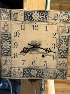 Vintage Seth Thomas Wood Delft Blue Wall Clock- Runs