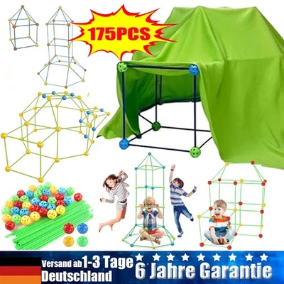 MARKENLOS 175 Stück DIY Bauen Kinder Zelt Höhle Set Geschenk Bausteine Party Spielzeug