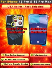 iPhone 15 Pro / 15 Pro Max Back Glass Rear Cover w/ Flash Mic Flex Adhesive